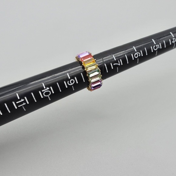 Sugarfix Baublebar Ring Cocktail Rainbow Multicolor Crystal Eternity Band Size 8 - Picture 12 of 12